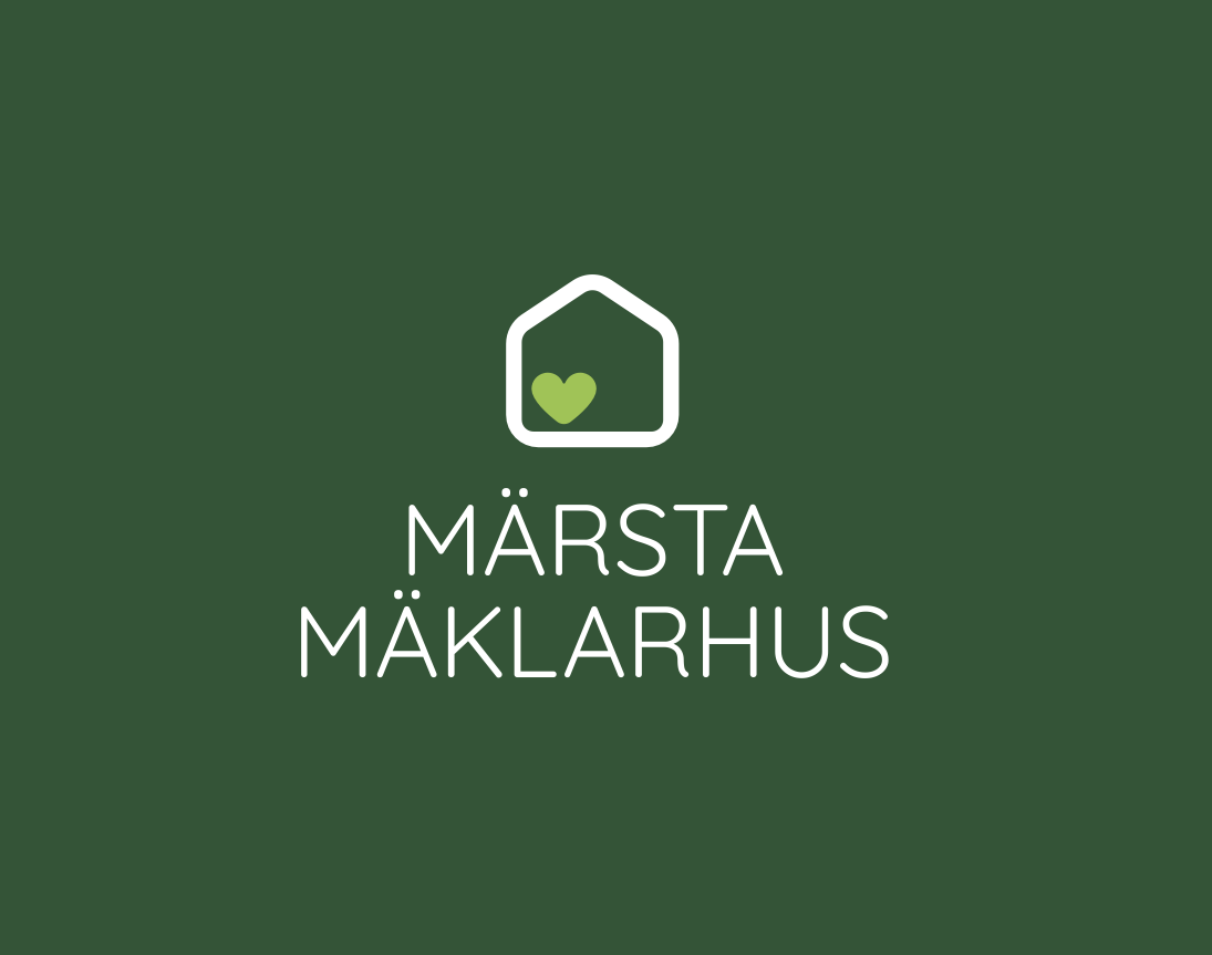 Märsta Mäklarhus logotyp mot mörkgrön bakgrund